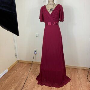 Ever-Pretty Burgundy Elegant Wedding Prom Gown Evening Women's Dress Size14 NWT
